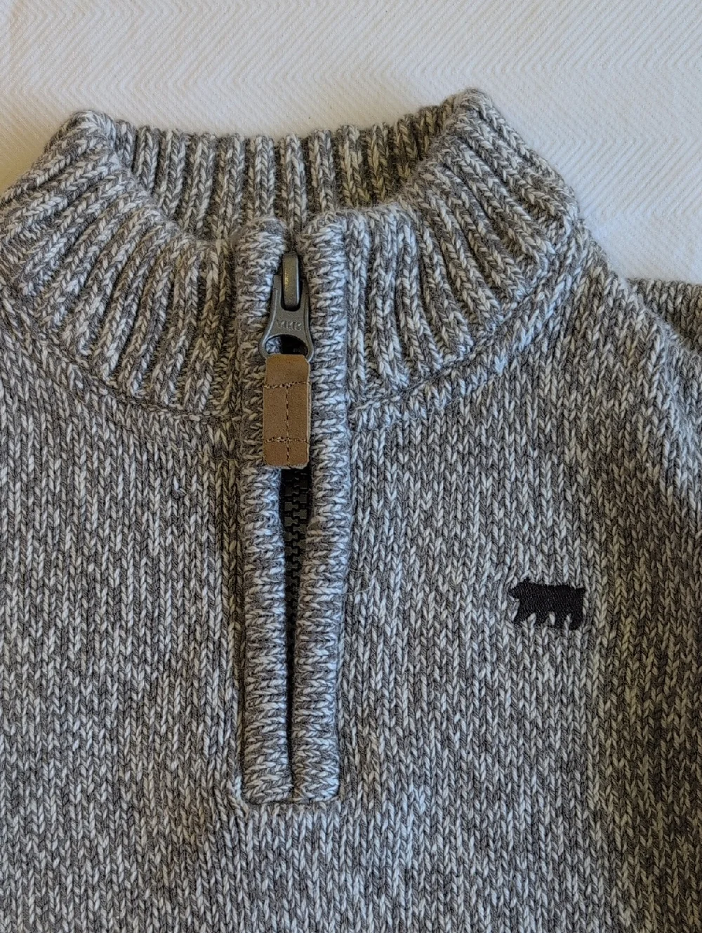 carter's cotton knit popover zip sweater gray marl 12 months baby - Picture 2 of 7